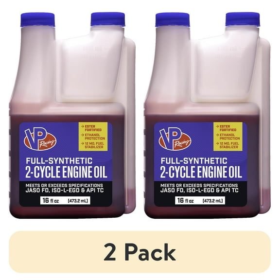 (2 pack) VP Racing Outdoor Power Equipment 2-Cycle Full Synthetic Small Engine Oil 16 oz