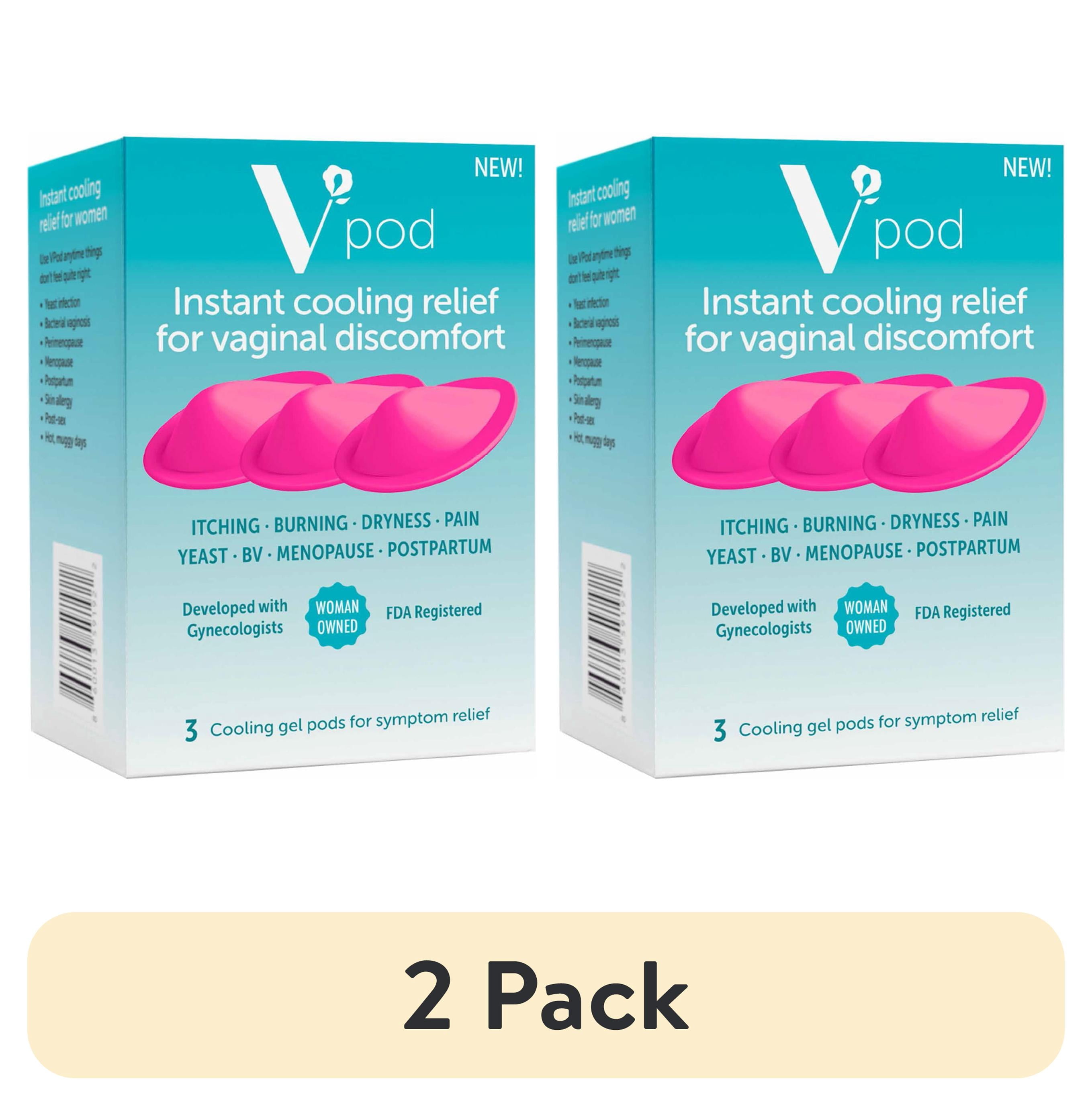 (2 pack) VPod Soothing Instant Cooling Relief Vaginal & Vulvar Discomfort — Reusable, Postpartum Recovery, Perineal Pain, BV, Yeast, Hot Flashes, Feminine Cooling Gel Pod, 3 Count