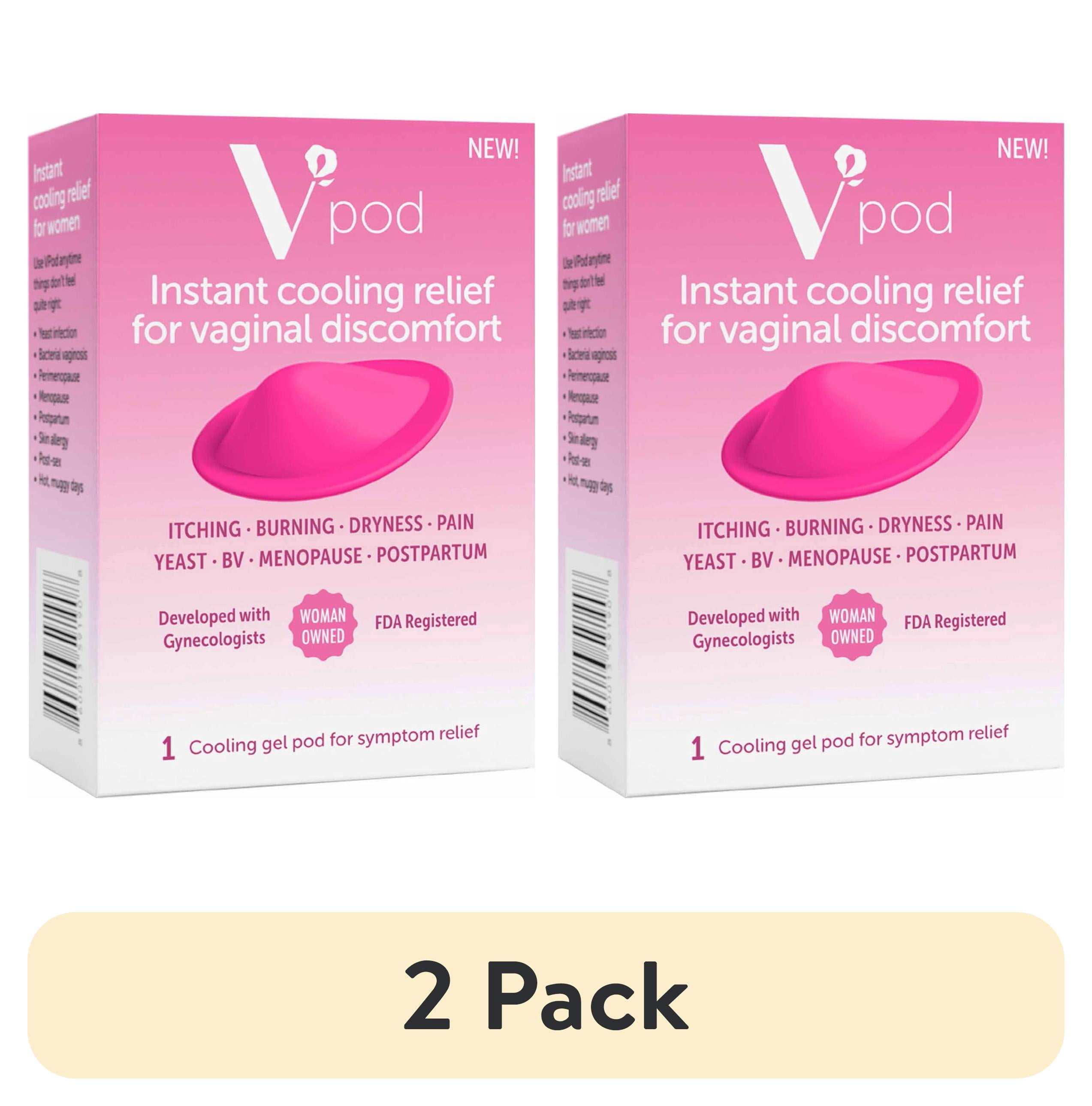 (2 pack) VPod Soothing Instant Cooling Relief Vaginal & Vulvar Discomfort  Reusable, Postpartum Recovery, Perineal Pain, BV, Yeast, Hot Flashes, Feminine Cooling Gel Pod, 1 Count