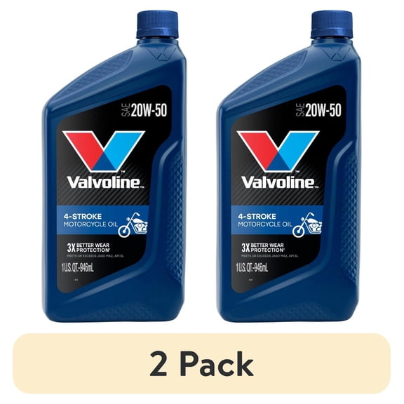 (2 pack) Valvoline 4-Stroke Motorcycle 20W-50 Conventional Motor Oil 1 QT