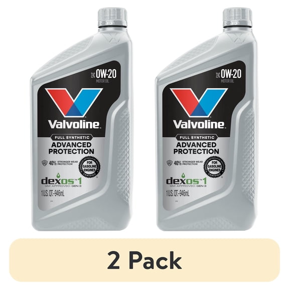 (2 pack) Valvoline Advanced Protection Full Synthetic 0W-20 Motor Oil 1 Quart