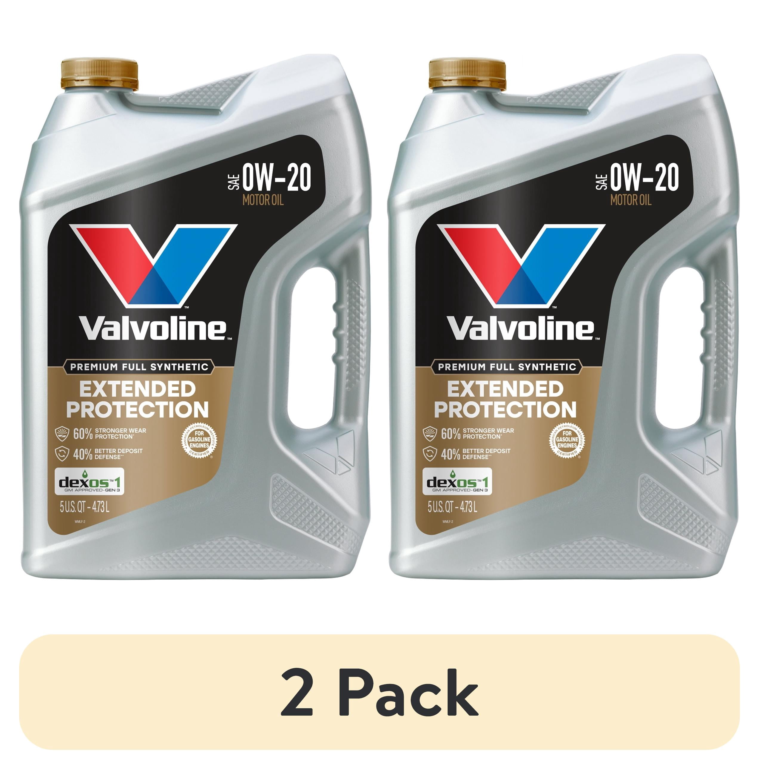 (2 pack) Valvoline Extended Protection Premium Full Synthetic 0W-20 Motor Oil 5 Quart