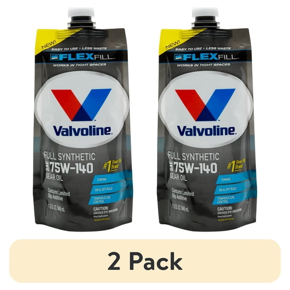 (2 pack) Valvoline Flex Fill 75W-140 Full Synthetic Gear Oil 1 QT Squeeze Pouch