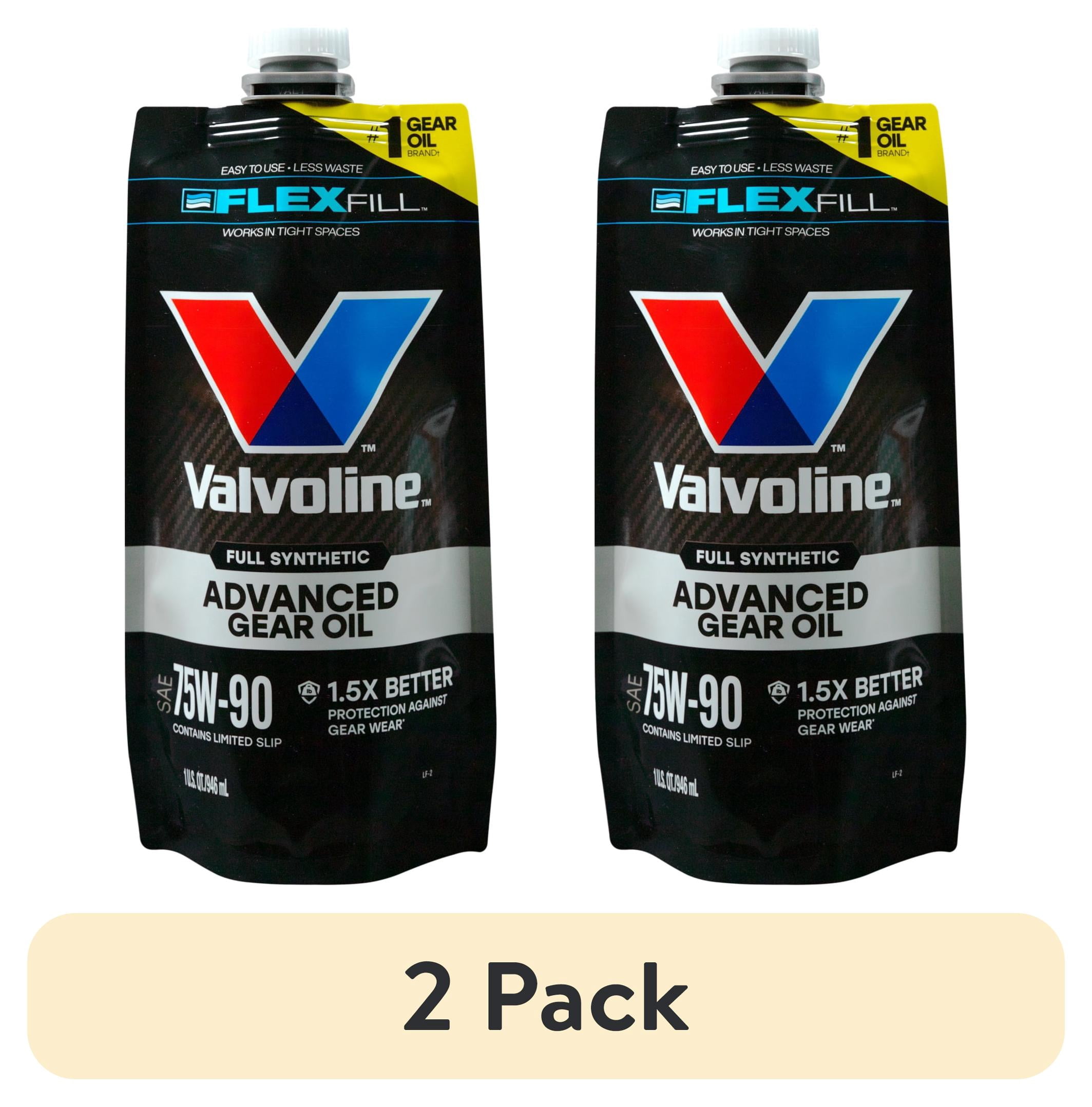 (2 pack) Valvoline FlexFill Advanced Full Synthetic 75W-90 Gear Oil 1 Quart Pouch