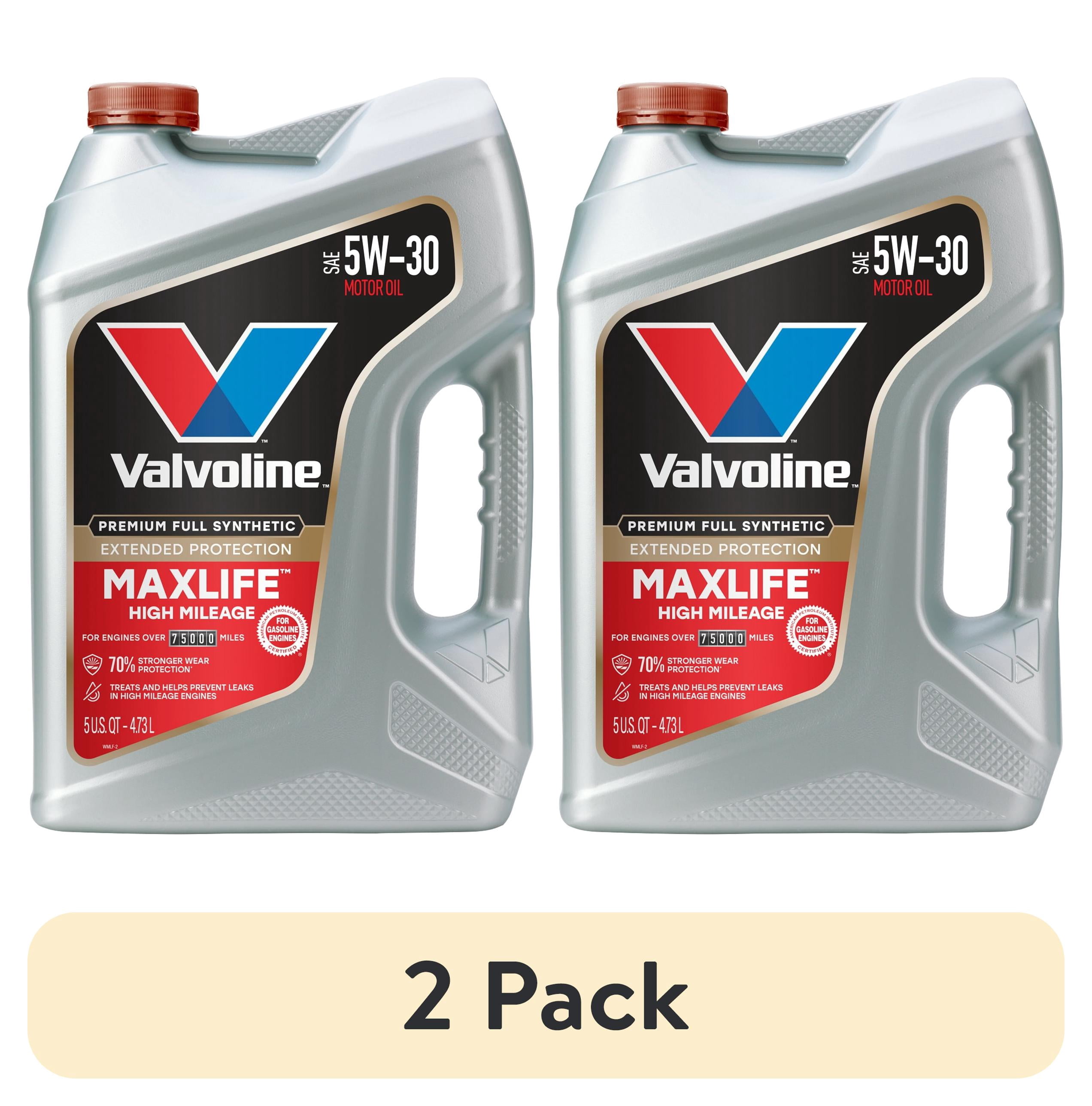 (2 pack) Valvoline MaxLife Extended Protection Full Synthetic High Mileage 5W-30 Motor Oil 5 Quart