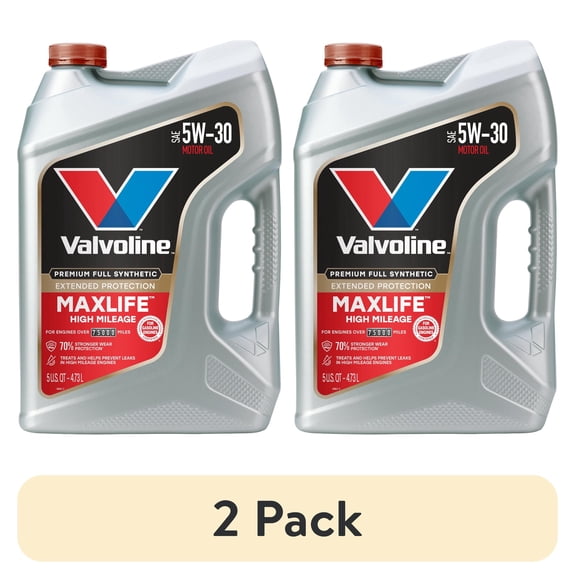 (2 pack) Valvoline MaxLife Extended Protection Full Synthetic High Mileage 5W-30 Motor Oil 5 Quart