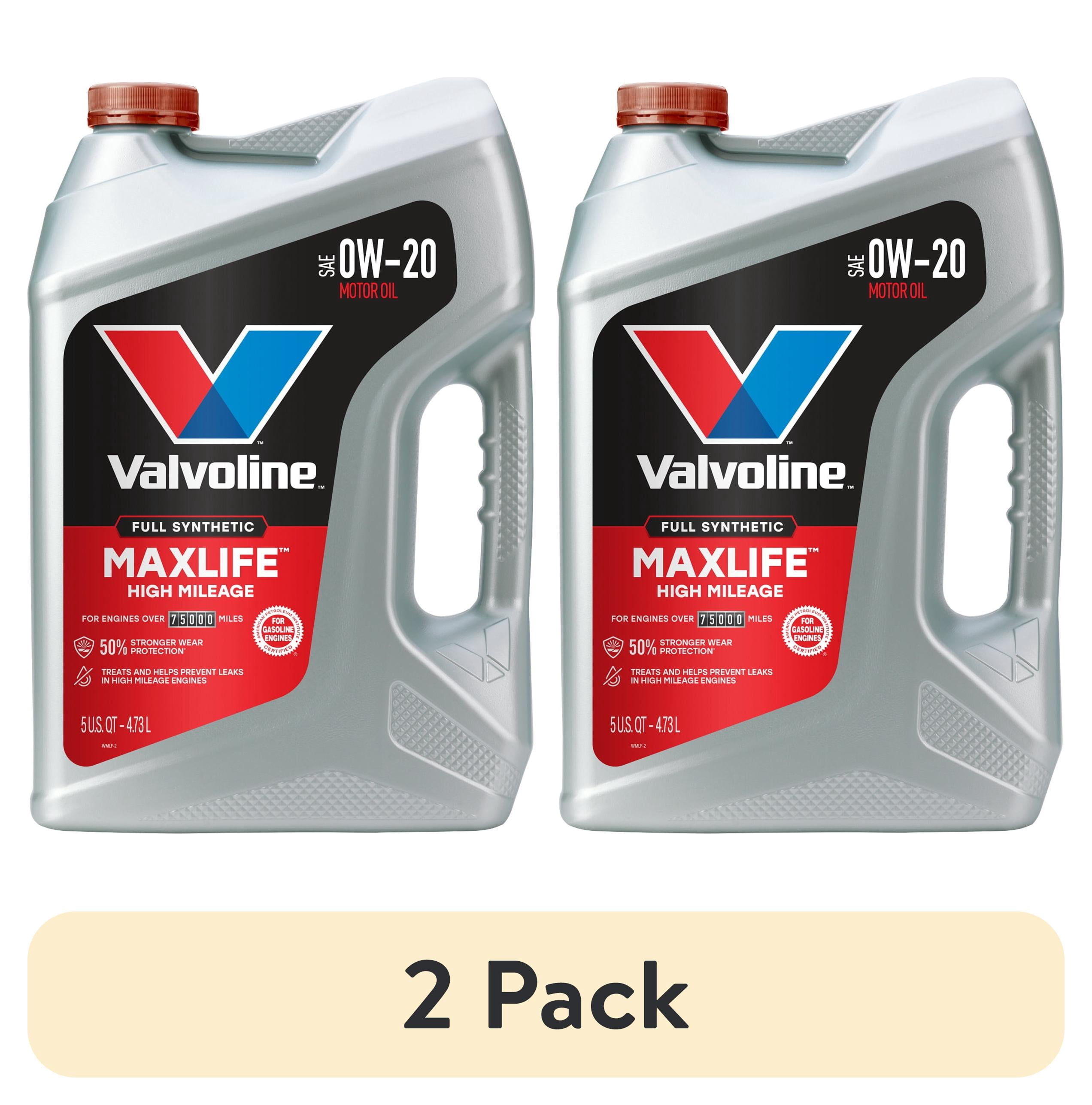 (2 pack) Valvoline MaxLife Full Synthetic High Mileage 0W-20 Motor Oil 5 Quart