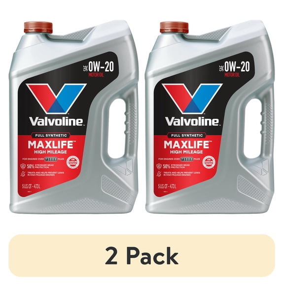 (2 pack) Valvoline MaxLife Full Synthetic High Mileage 0W-20 Motor Oil 5 Quart