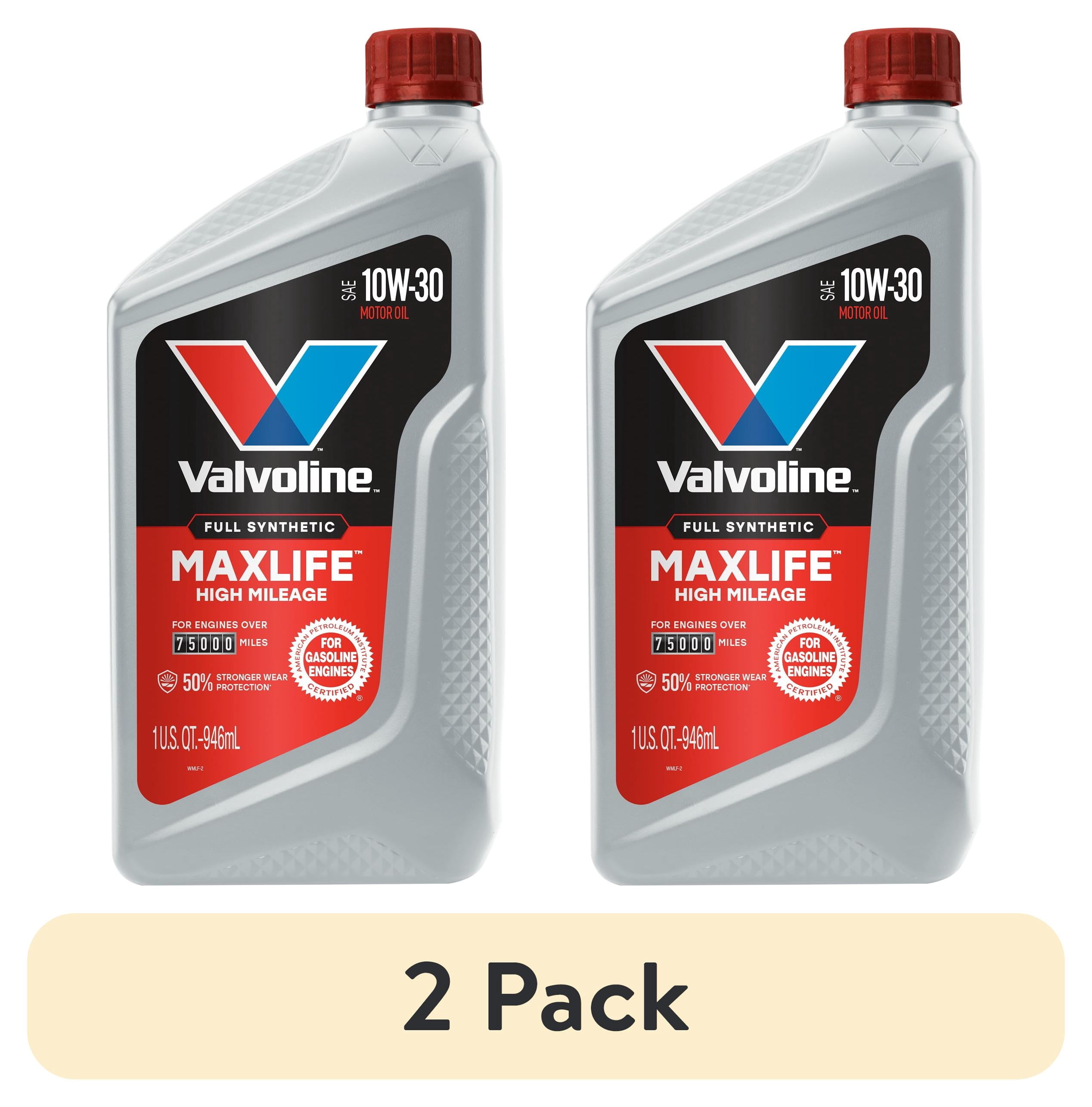 (2 pack) Valvoline MaxLife Full Synthetic High Mileage 10W-30 Motor Oil 1 Quart