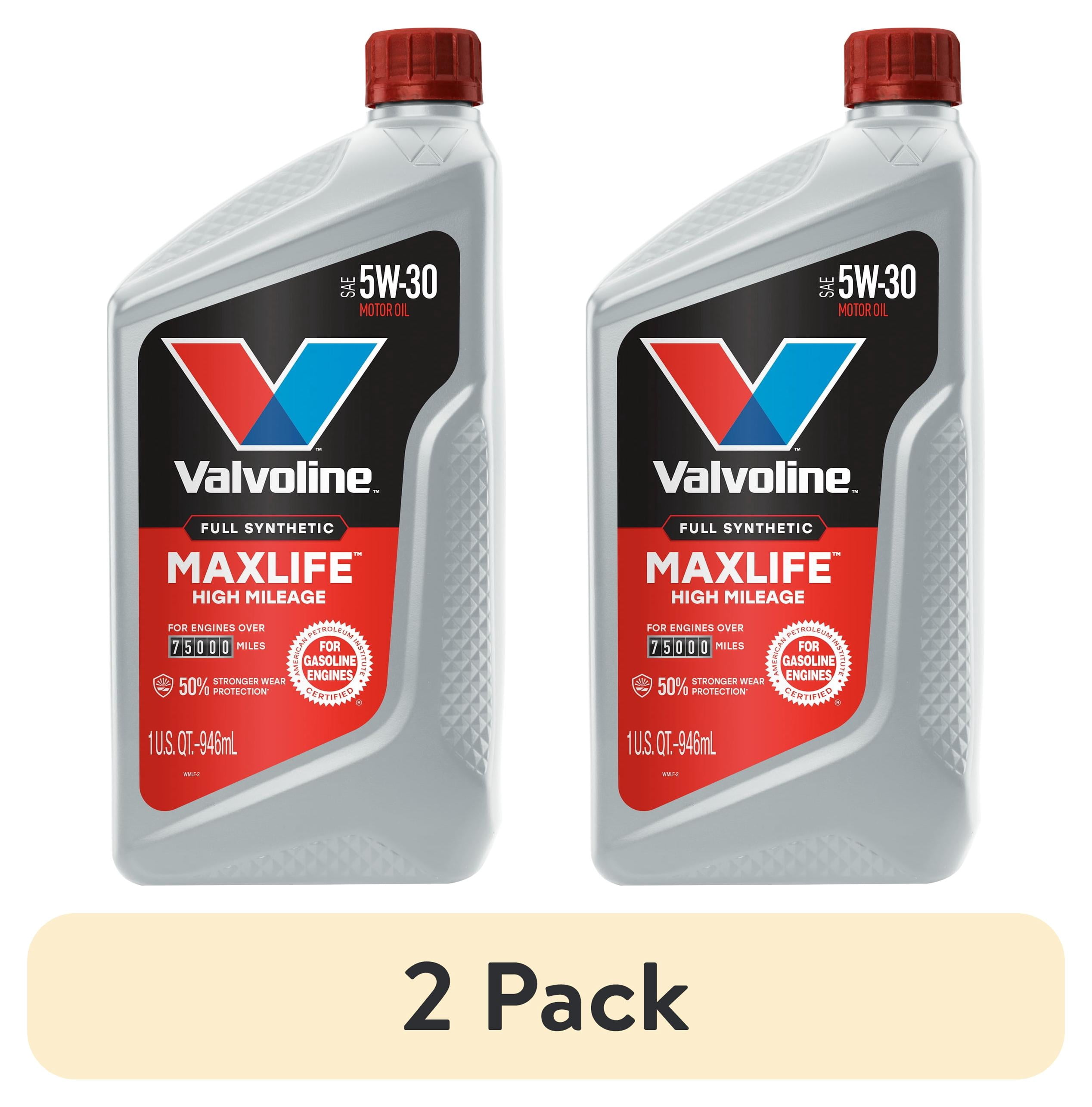 (2 pack) Valvoline MaxLife Full Synthetic High Mileage 5W-30 Motor Oil 1 Quart