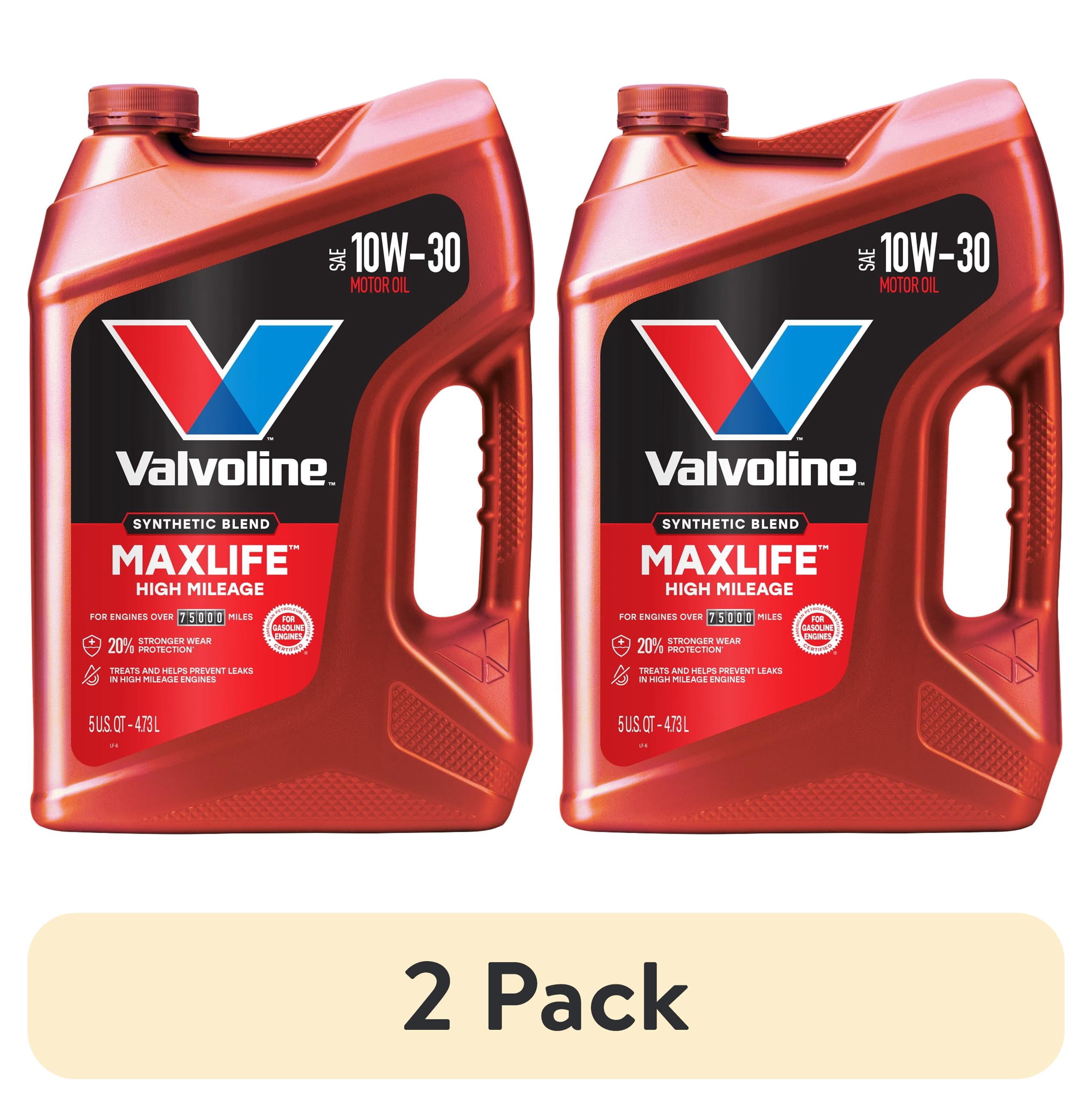 (2 pack) Valvoline MaxLife High Mileage 10W-30 Synthetic Blend Motor Oil 5 Quart