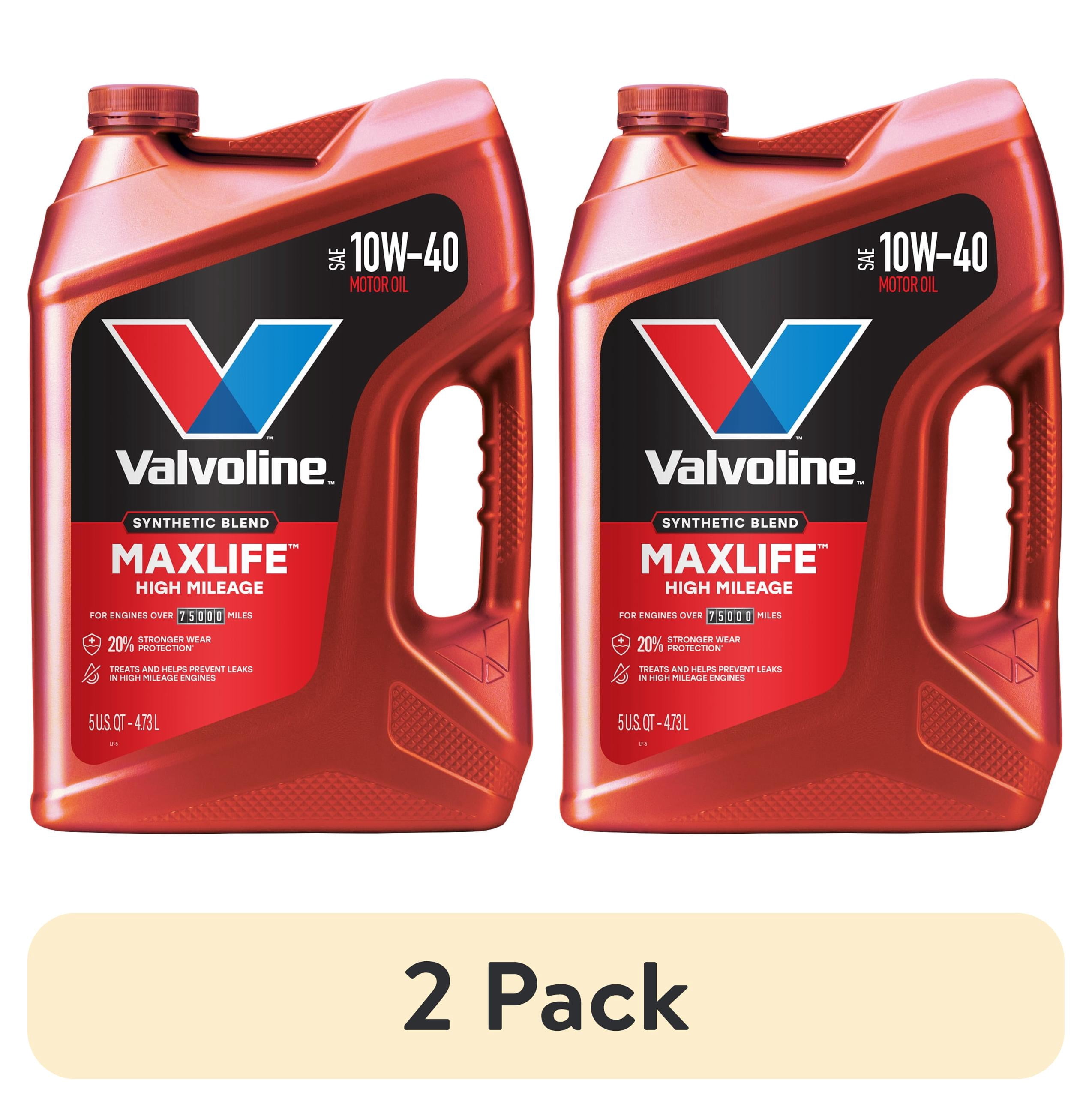 (2 pack) Valvoline MaxLife High Mileage 10W-40 Synthetic Blend Motor Oil 5 Quart