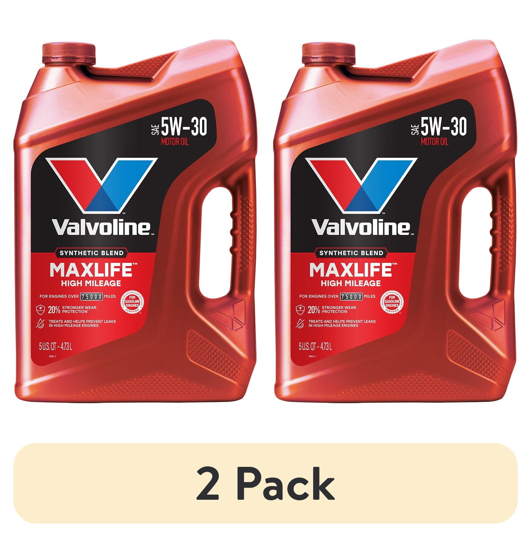 (2 pack) Valvoline MaxLife High Mileage 5W-30 Synthetic Blend Motor Oil 5 Quart