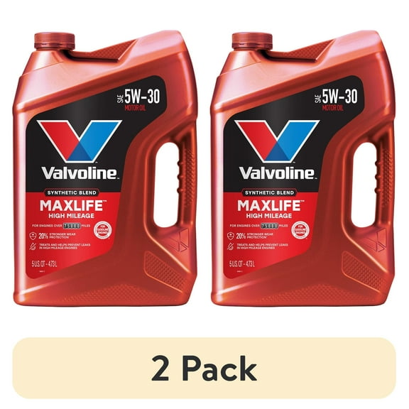 (2 pack) Valvoline MaxLife High Mileage 5W-30 Synthetic Blend Motor Oil 5 Quart