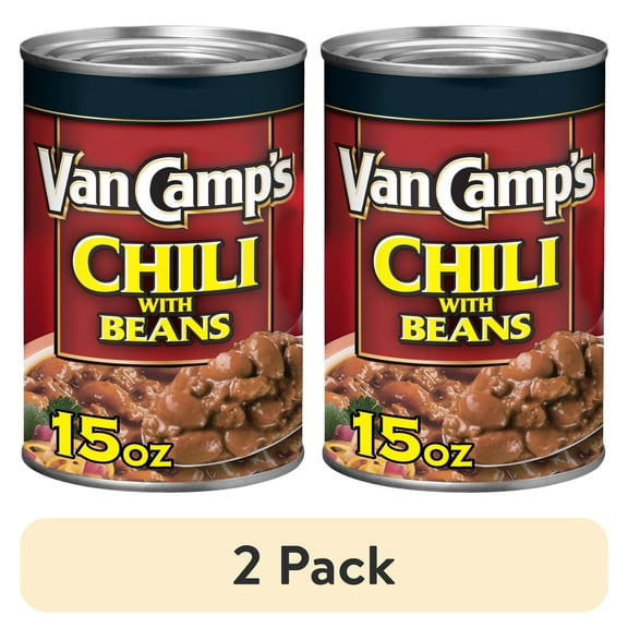 (2 pack) Van Camp's Chili with Beans, 23g Protein Per Serving, Canned Chili,15 oz. Can
