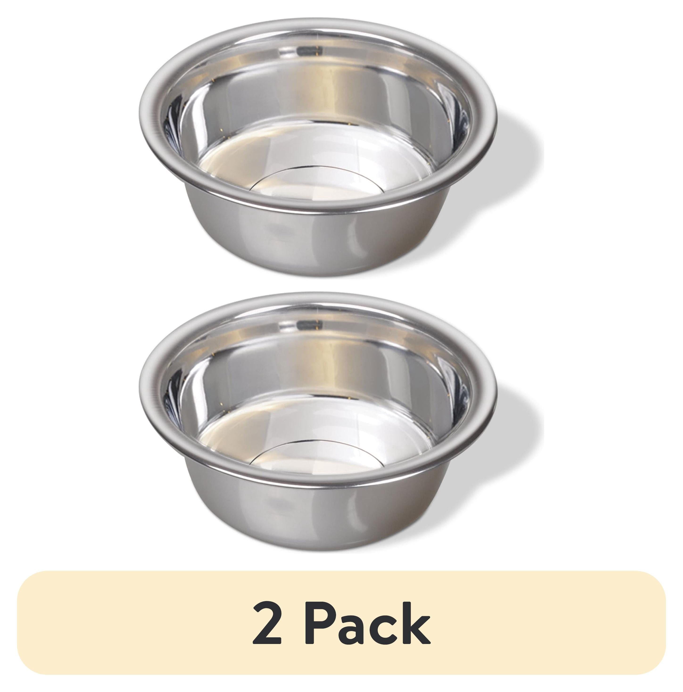 (2 pack) Van Ness Medium Lightweight Stainless Steel Bowl for Dogs, Silver
