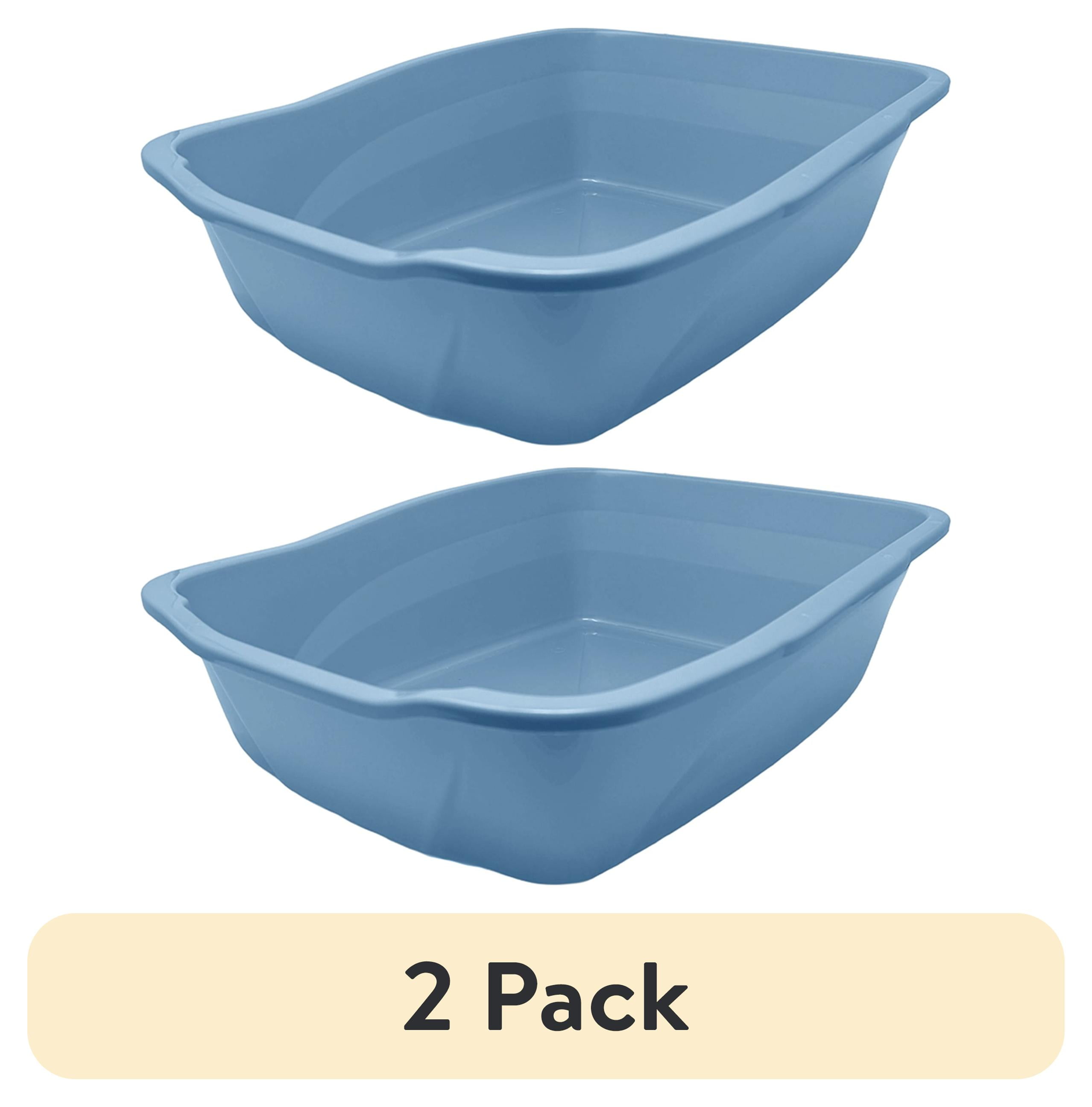 (2 pack) Van Ness Plastics Cat Litter Pan Blue Large