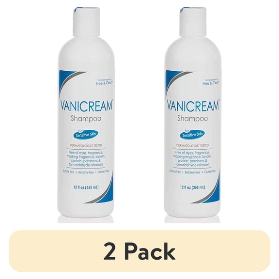 (2 pack) Vanicream Shampoo for Sensitive Skin Dermatologist Tested Free of Dyes Fragrance Parabens and Formaldehyde Releasers Sulfate-Free 12 fl oz (Pack of 1)