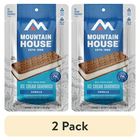 (2 pack) Mountain House Vanilla Ice Cream Sandwich, Freeze-Dried Backpacking & Camping Food, Ready to Eat