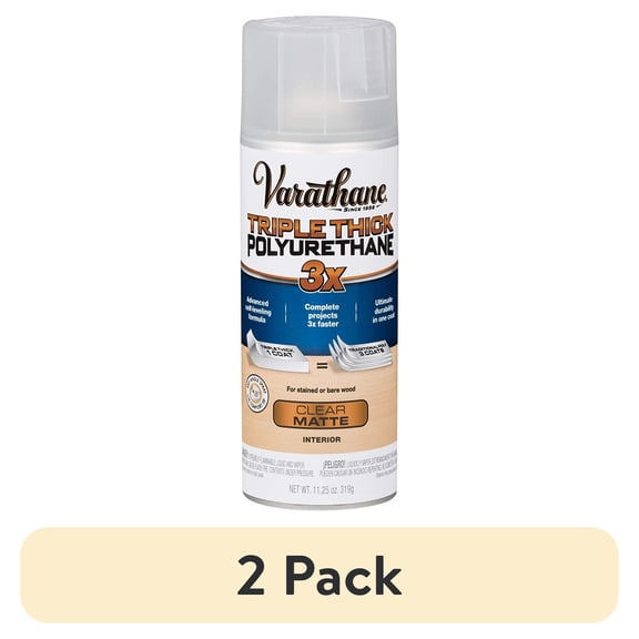 (2 pack) Varathane 318289 Spray Triple Thick Polyurethane, 11.25 oz, Matte