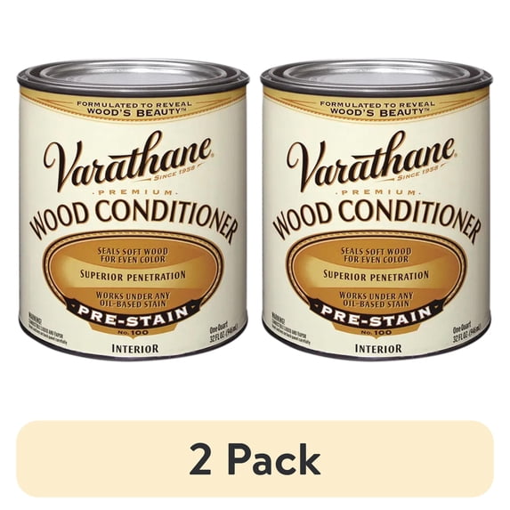 (2 pack) Clear, Varathane Premium Oil-Based Wood Conditioner-211775H, Quart