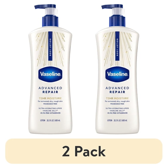 (2 pack) Vaseline Intensive Care Body Lotion for Dry Skin Advanced Repair Unscented Lotion Made with Ultra-Hydrating Lipids, 20.3 fl oz