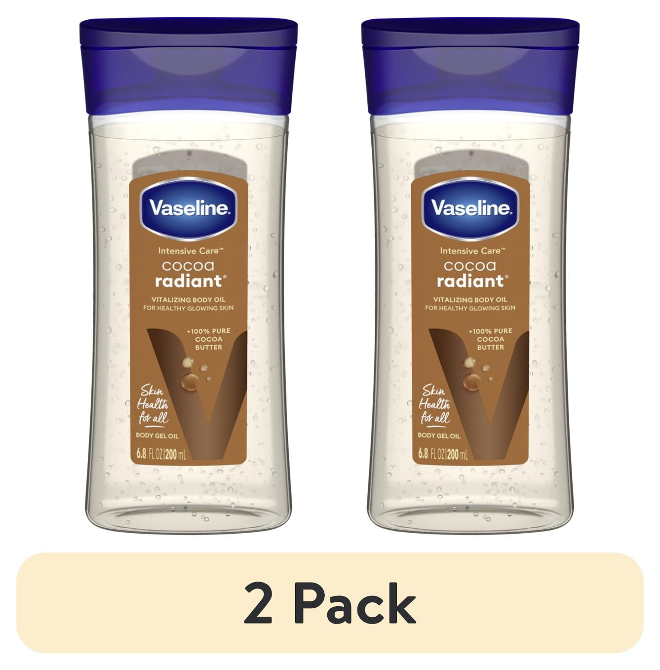 (2 pack) Vaseline Intensive Care Cocoa Radiant Body Gel Oil for Glowing Skin, 6.8 oz