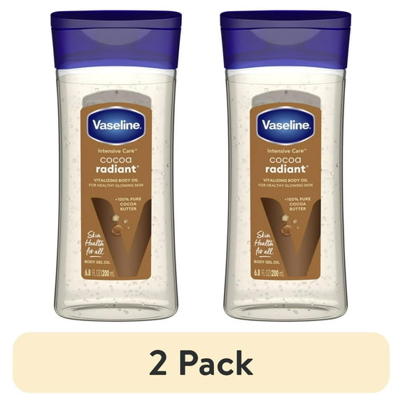 (2 pack) Vaseline Intensive Care Cocoa Radiant Body Gel Oil for Glowing Skin, 6.8 oz
