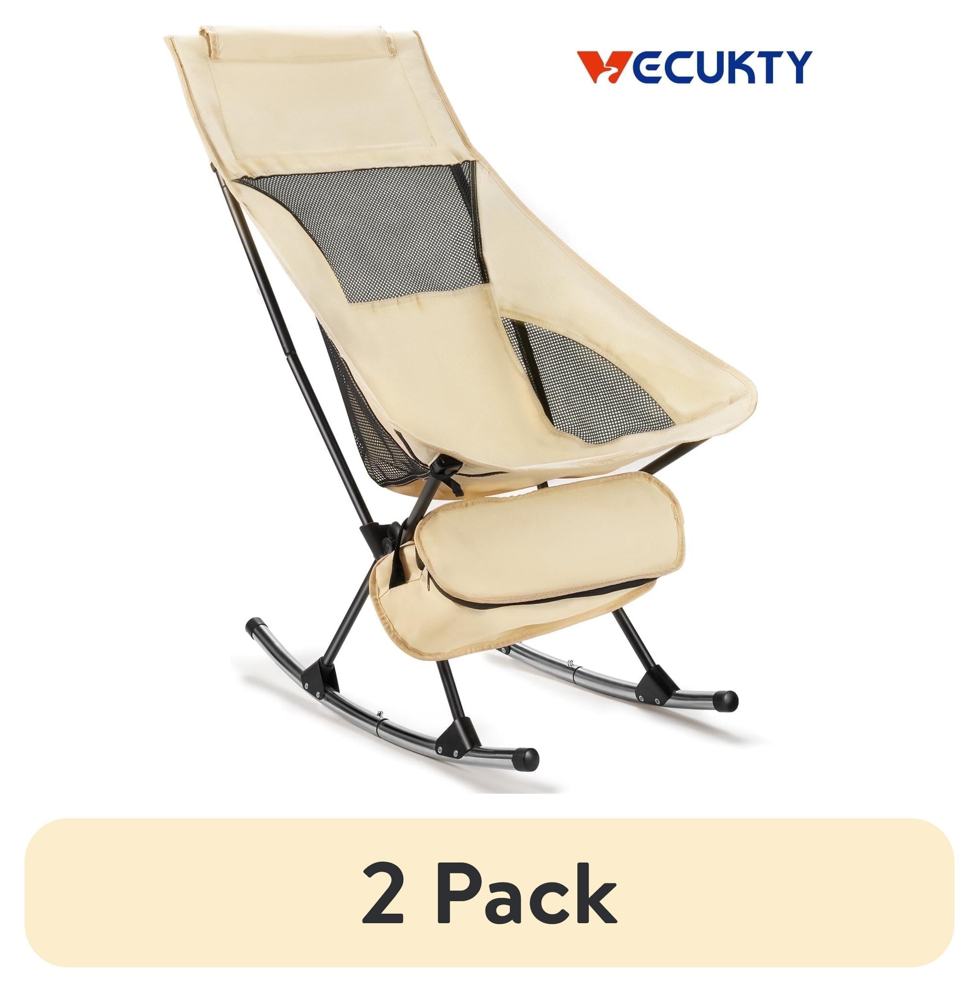 (2 pack) Camping Chair, Vecukty High Back Rocking Chair 165 lbs ...