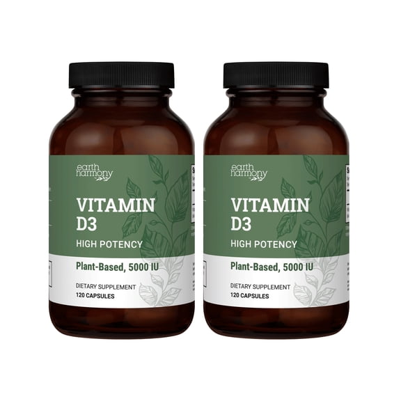 (2 pack) Vegan Vitamin D3 5000 iu Supplement - Pure, High Potency Supplements for Immune Health & Strong Bones Support - Vitamin D 5000 iu Immunity Support - 120 Capsules, 4-Month Supply