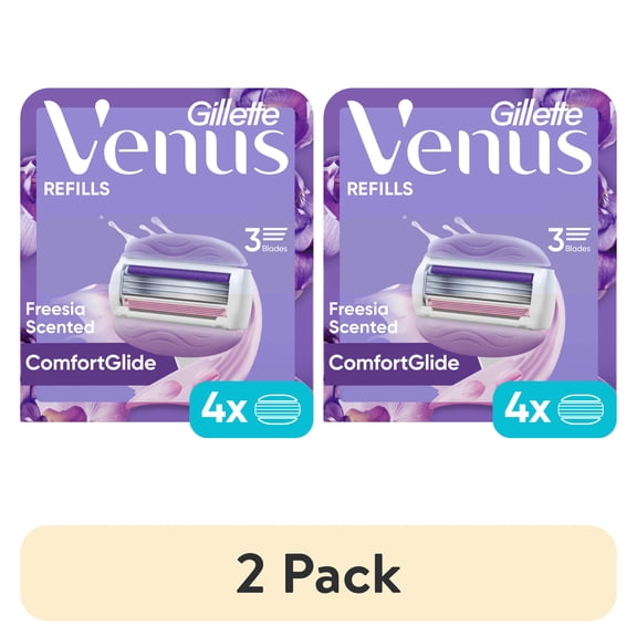 (2 pack) Venus ComfortGlide Freesia Women's Razor Blade Refills, 4ct