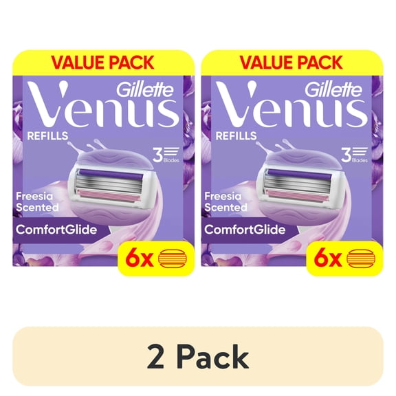 (2 pack) Venus ComfortGlide Freesia Women's Razor Blade Refills, 6 Ct