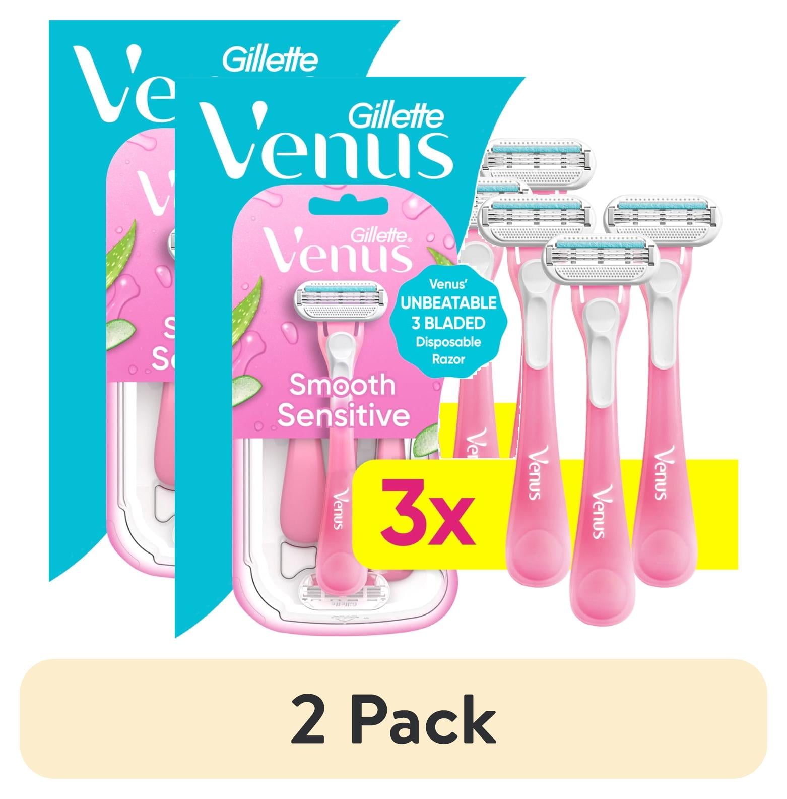 Venus pink ピーリングセット 2 pack) Venus Sensitive Women's 3 Blade Disposable Razor, 3 count