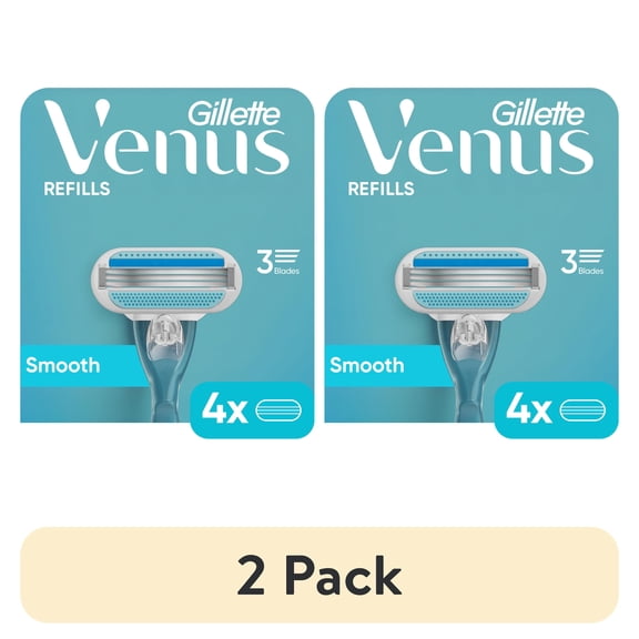 (2 pack) Venus Smooth Women's Razor Blade Refills, 4 Count