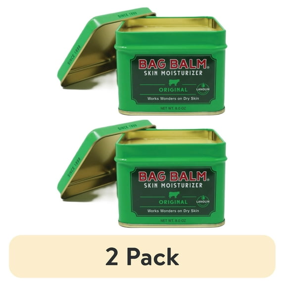 (2 pack) Vermont's Original Bag Balm Animal Moisturizing Ointment for Dry Chapped Skin Conditions 8 Oz Tin