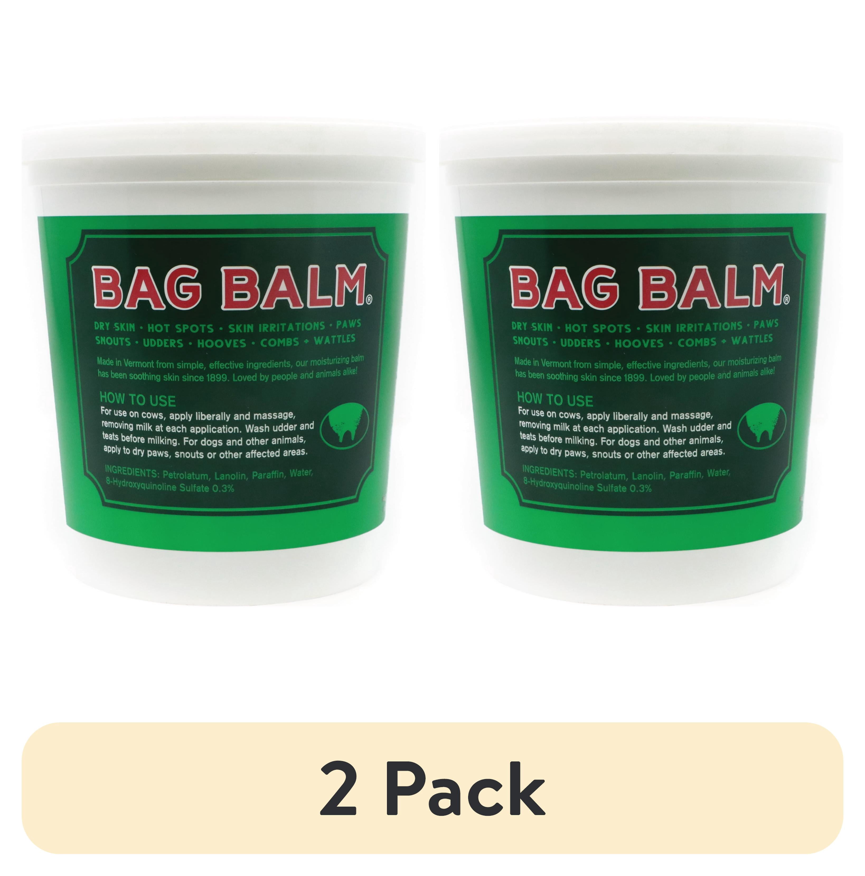 (2 pack) Vermont's Original Bag Balm Moisturizing Ointment for Animals, Pets, Livestock, Paws, Jumbo Pail