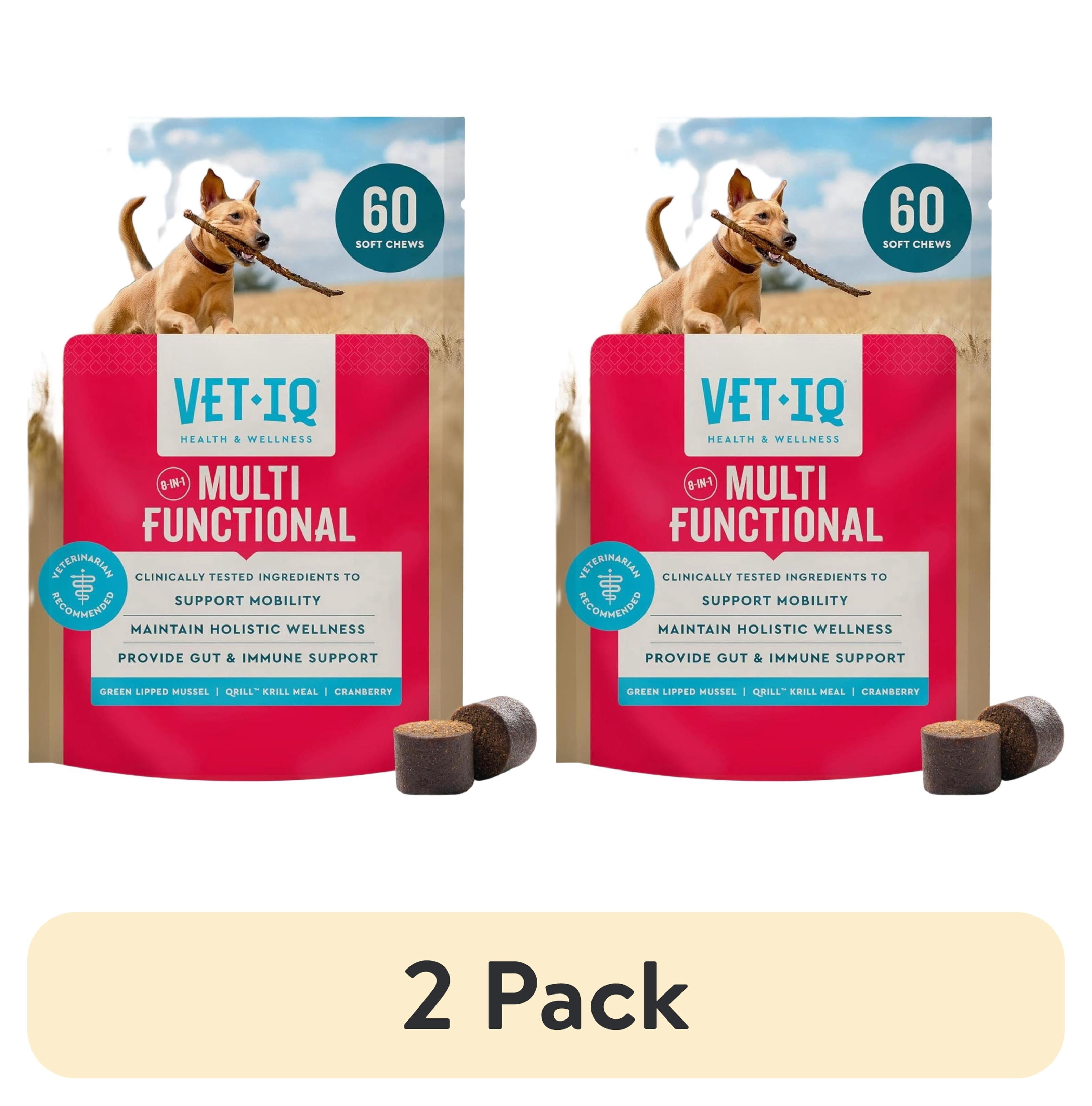 (2 pack) VetIQ 8-in-One Multifunctional Supplements for Dogs, Supports Hip & Joint, Urinary Tract, Immune System, Skin Health and Heart Health, Soft Chews, 60 Count