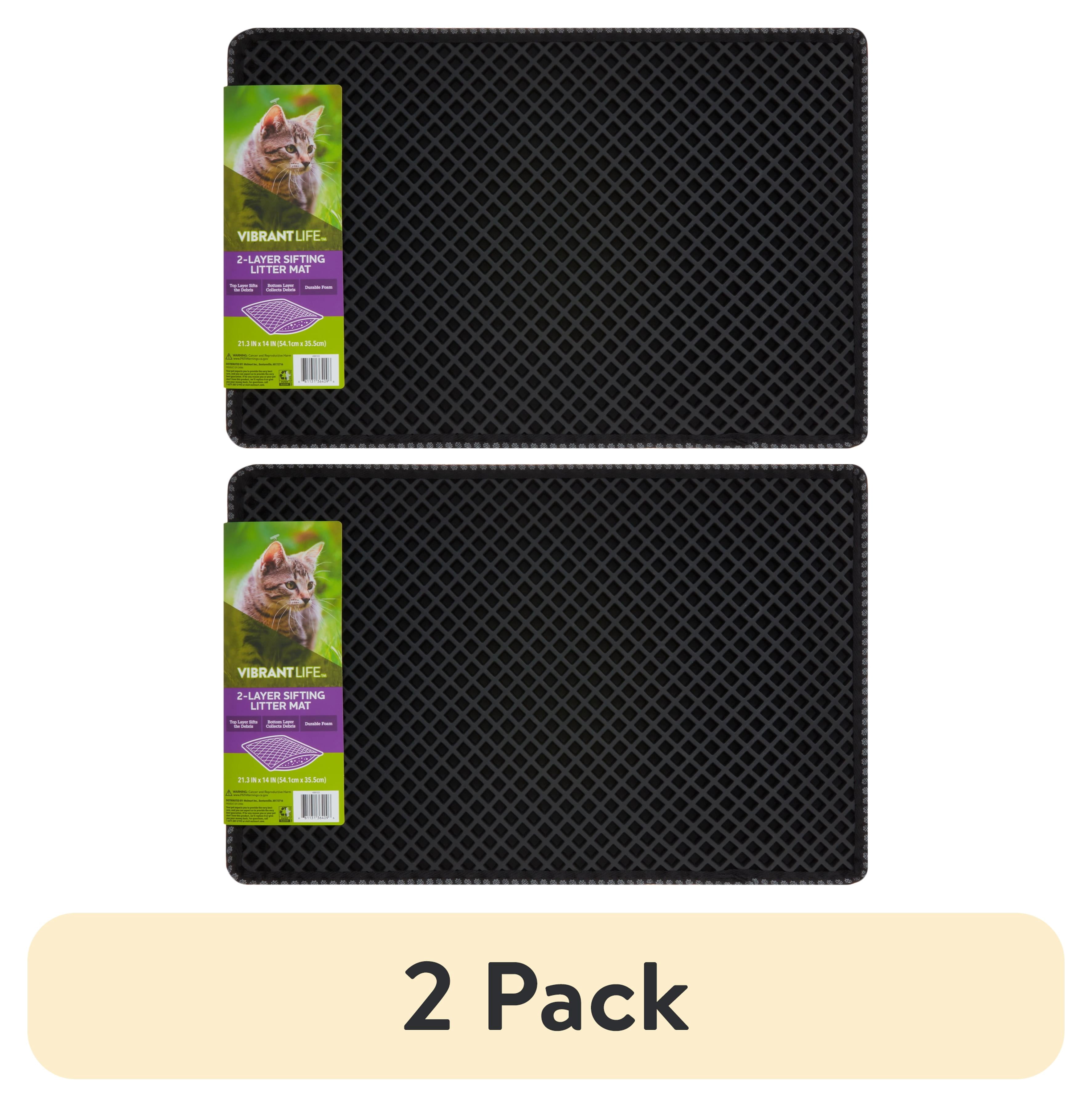(2 pack) Vibrant Life 2-Layer Sifting Cat Litter Mat, Black, 21.3" x 14", 1 Count