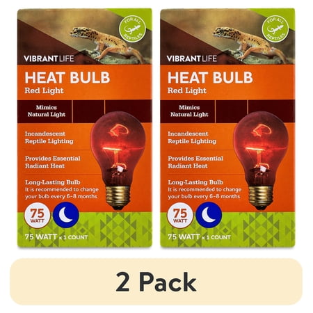 (2 pack) Vibrant Life 75W Terrarium Heat Bulb, Red
