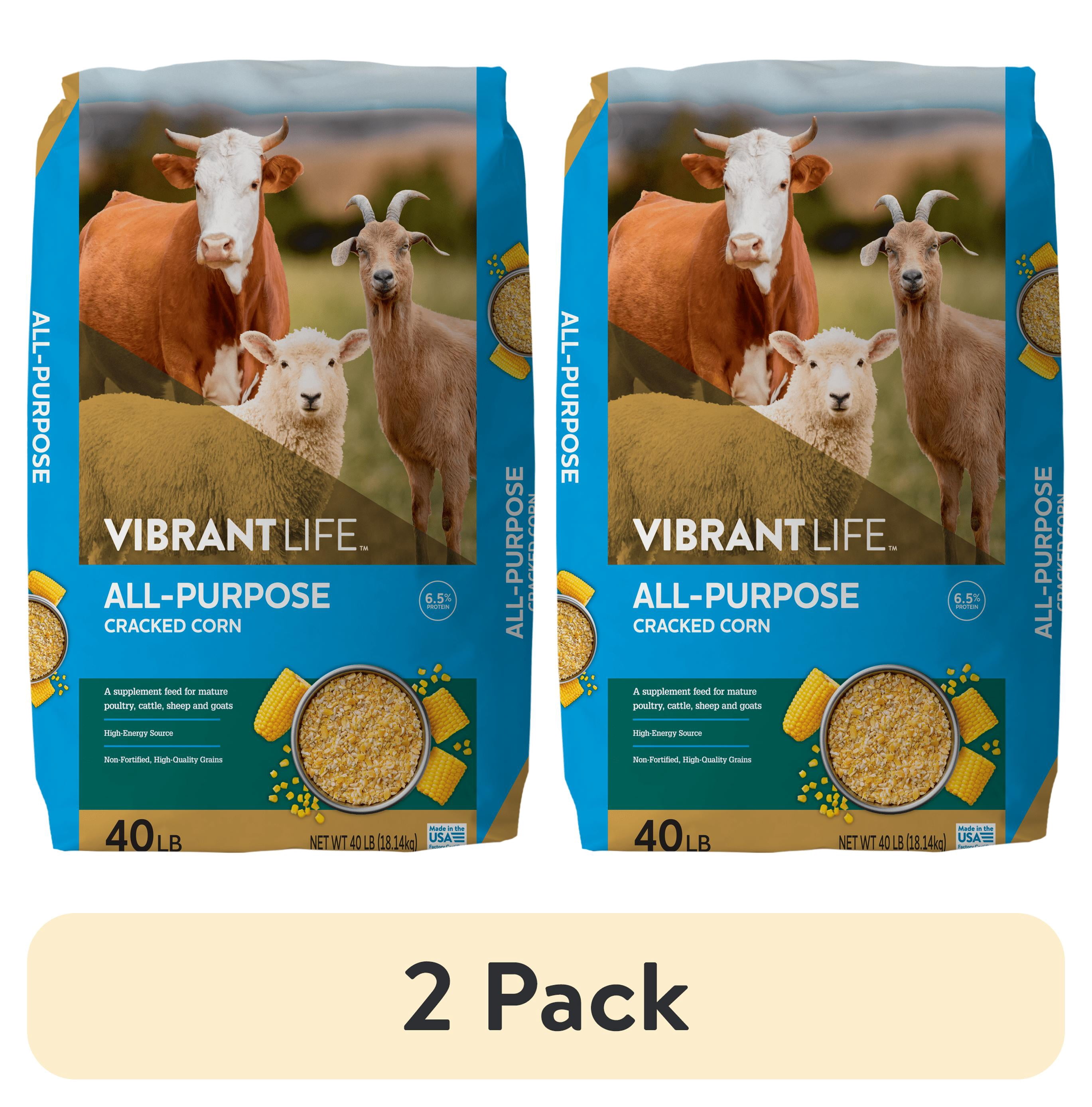 (2 pack) Vibrant Life All-Purpose Cracked Corn, 40 lb Bag
