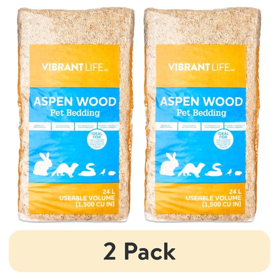 (2 pack) Vibrant Life Aspen Wood Pet Bedding, 24 L Bag