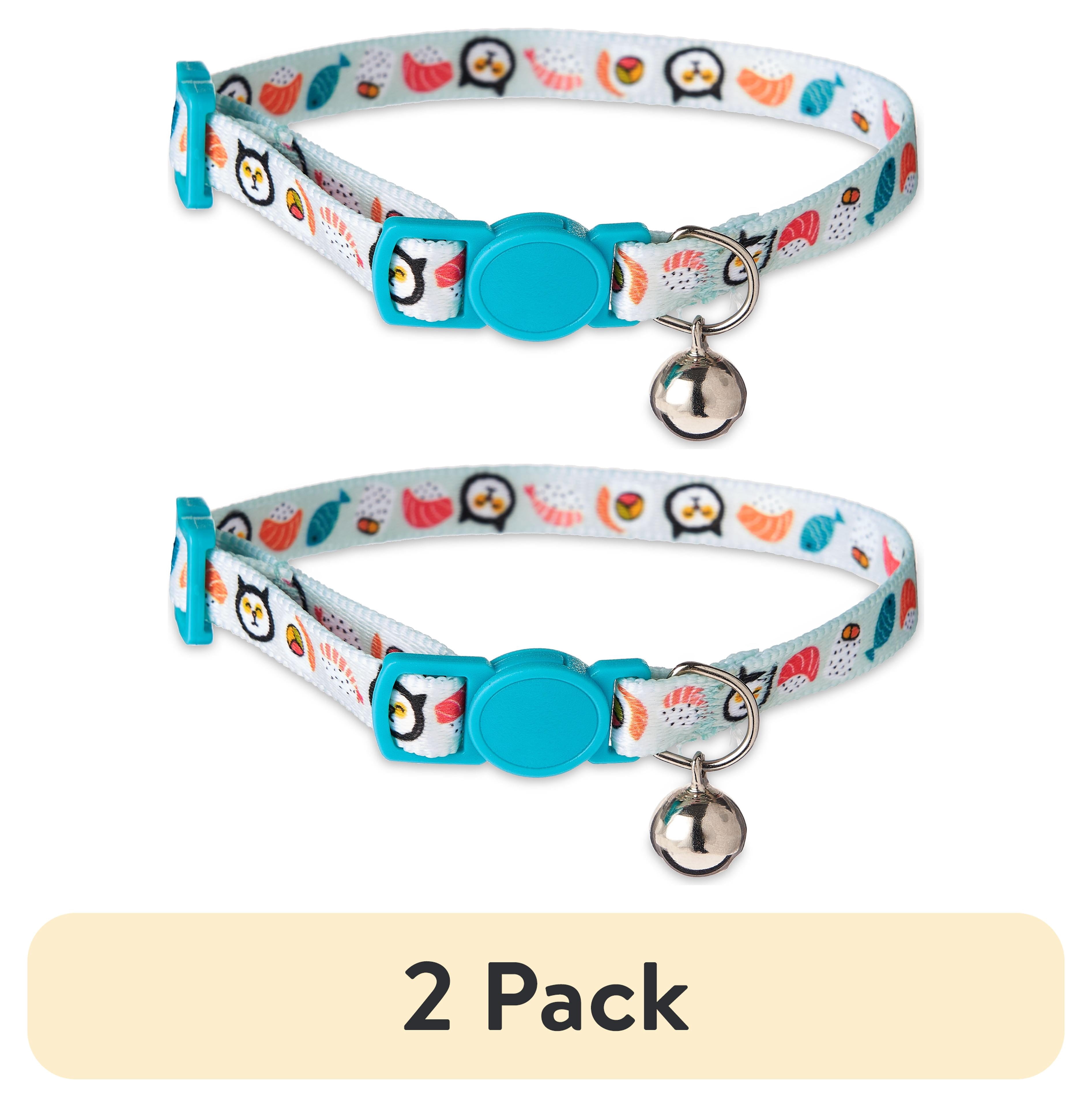 (2 pack) Vibrant Life Break-Away Adjustable Cat Collar, Multicolor Sushi, One Size
