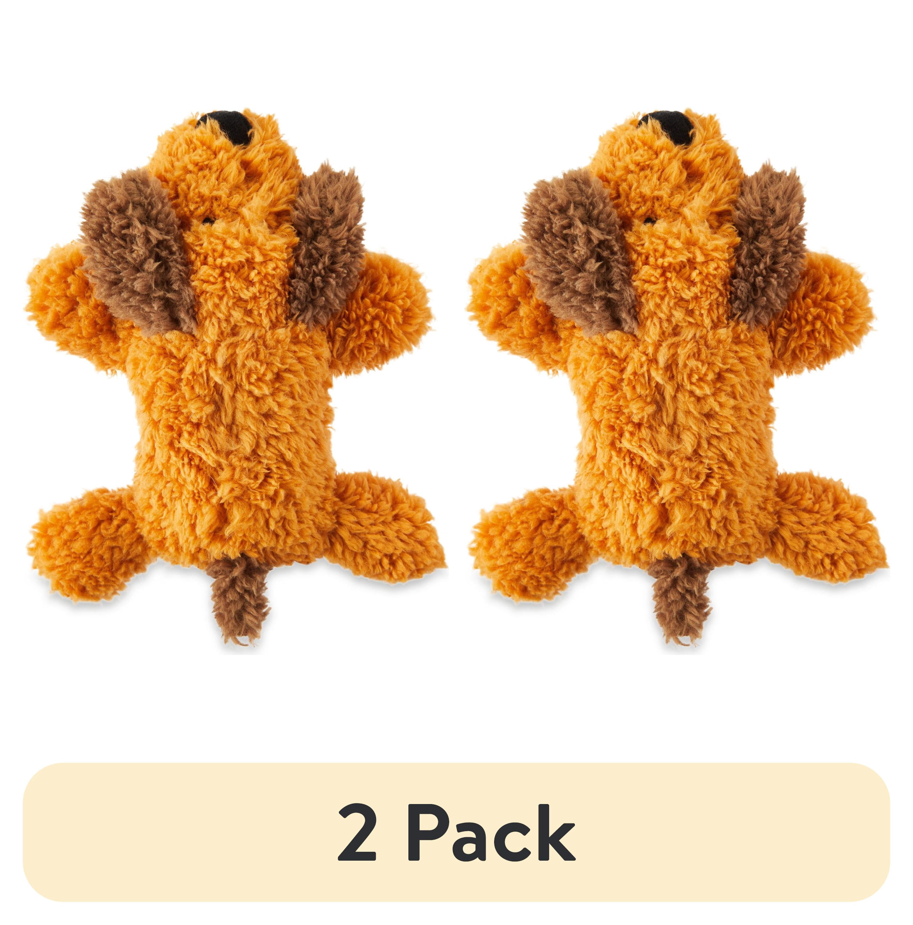 (2 pack) Vibrant Life Brown Floppy Dog Plush Dog Toy with Squeaker, Chew Level 1