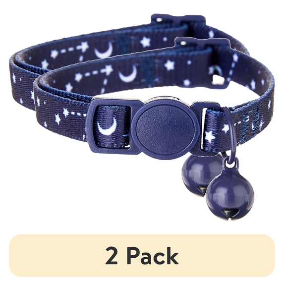 (2 pack) Vibrant Life, Celestial Print Breakaway Fashion Cat Collar, Blue, One Size Fits Most