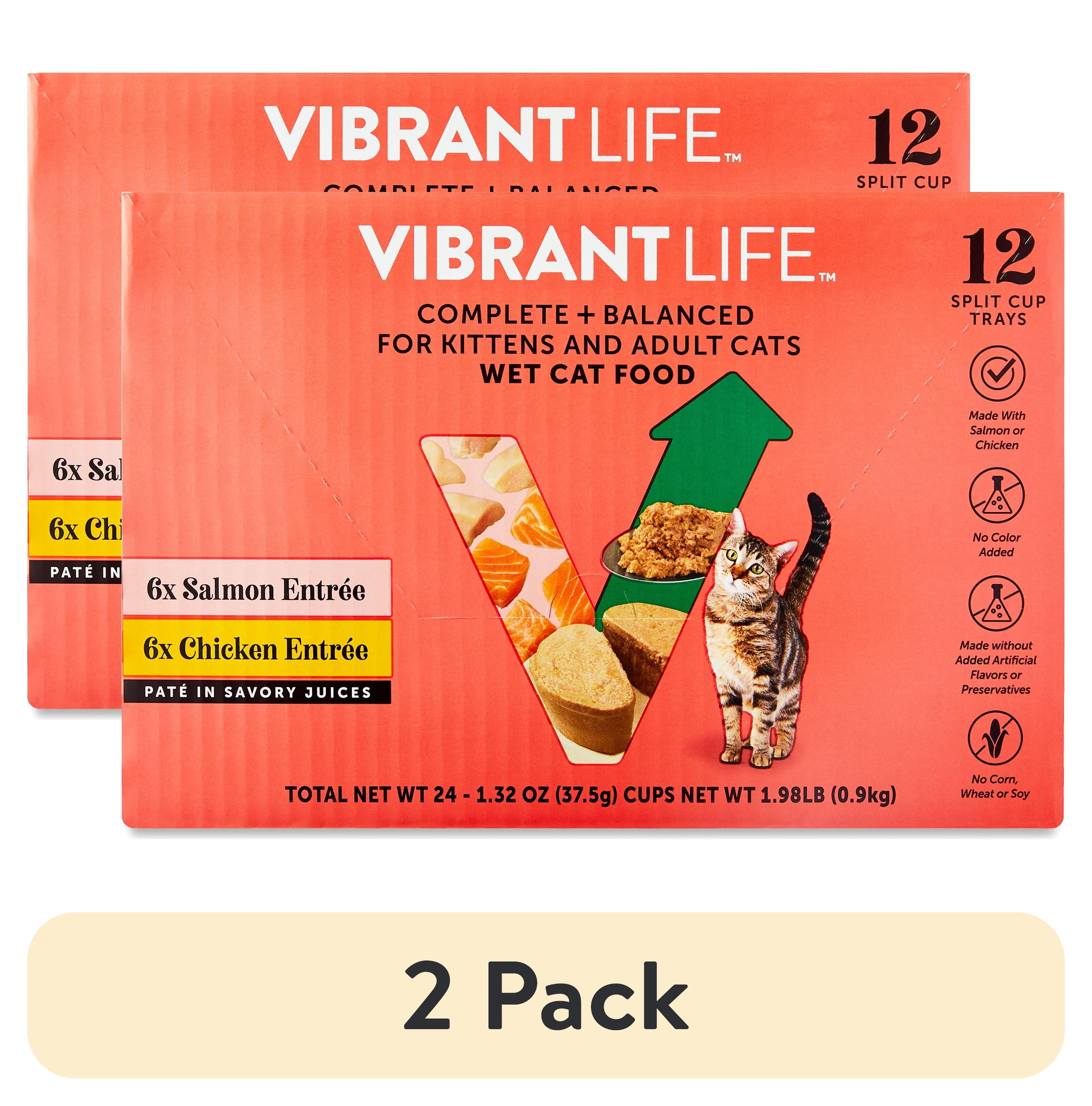 2 pack) Vibrant Life Wet Cat Food, Salmon & Chicken Pate in Savory