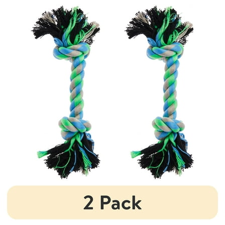 (2 pack) Vibrant Life Chomp & Tug Buddy Rope Toy for Moderate Chewers, Blue, Small