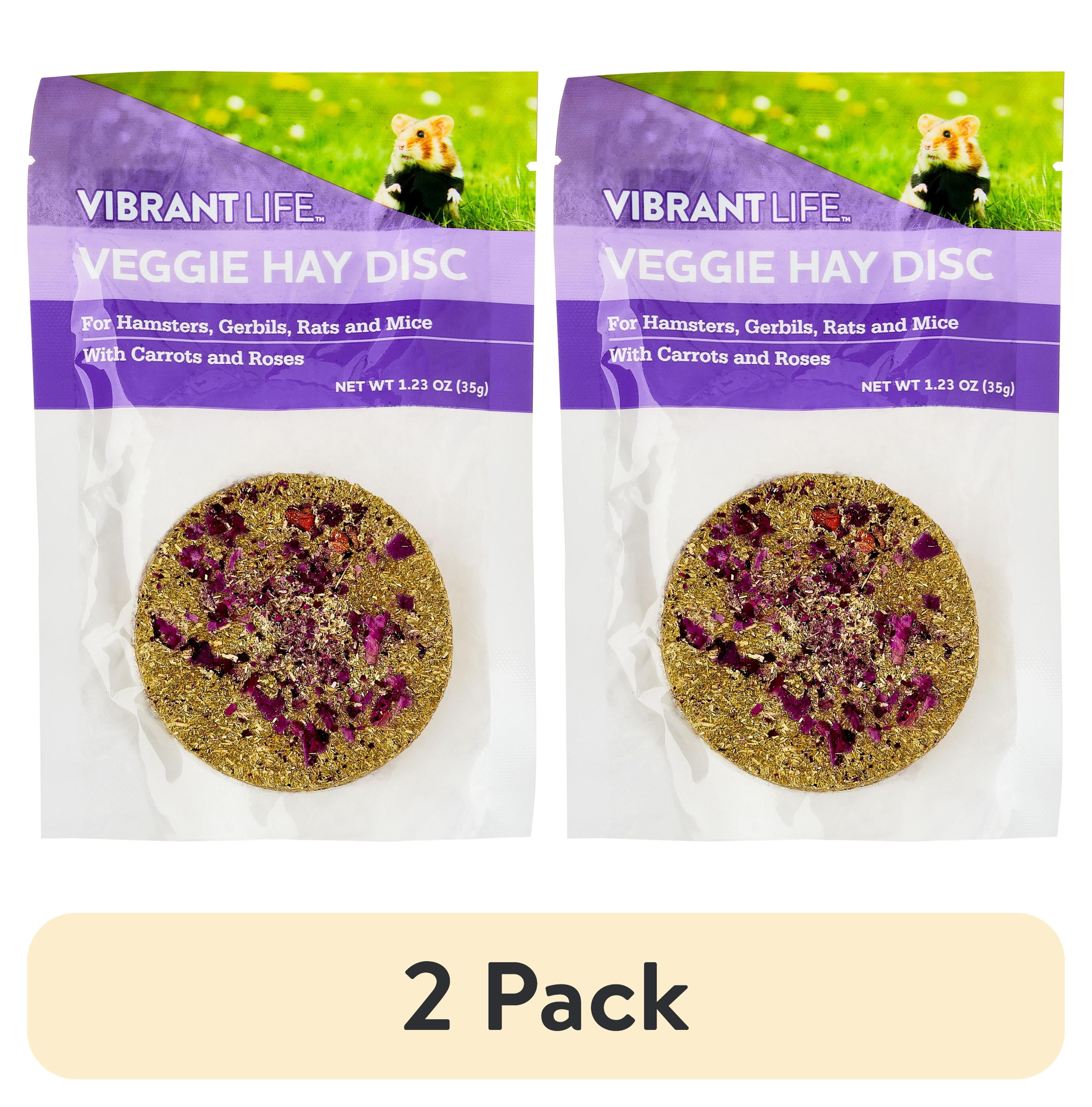 (2 pack) Vibrant Life Compressed Hay Chew Disc with Veggies for Small Animals, 3”