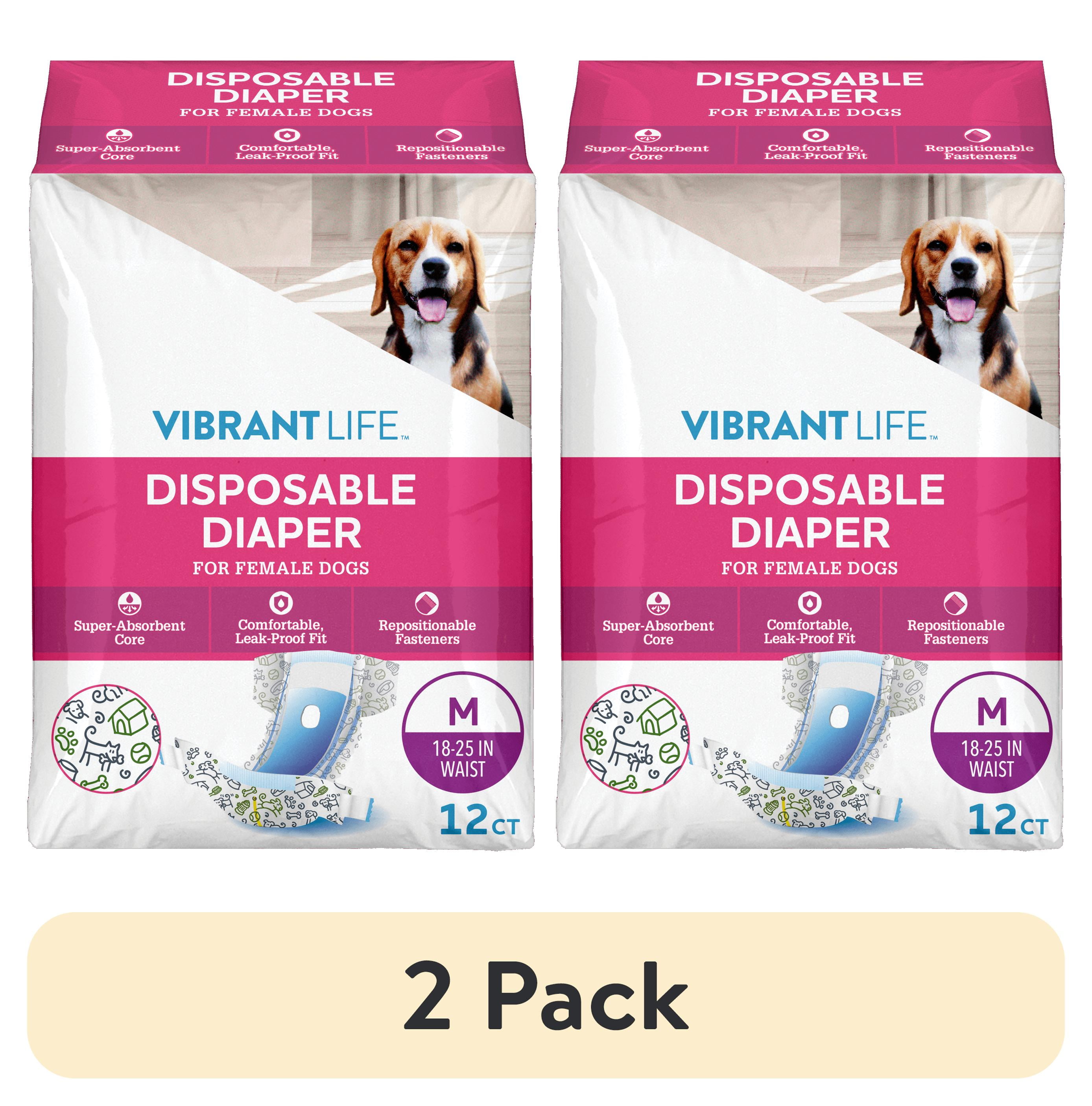 2 pack) Vibrant Life Disposable Diapers for Female Dogs - Med