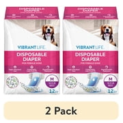 (2 pack) Vibrant Life Disposable Diapers for Female Dogs - Med