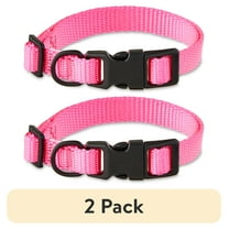 (2 pack) Vibrant Life Dog Collars, Solid Basic Pet Collar, Pink, Small